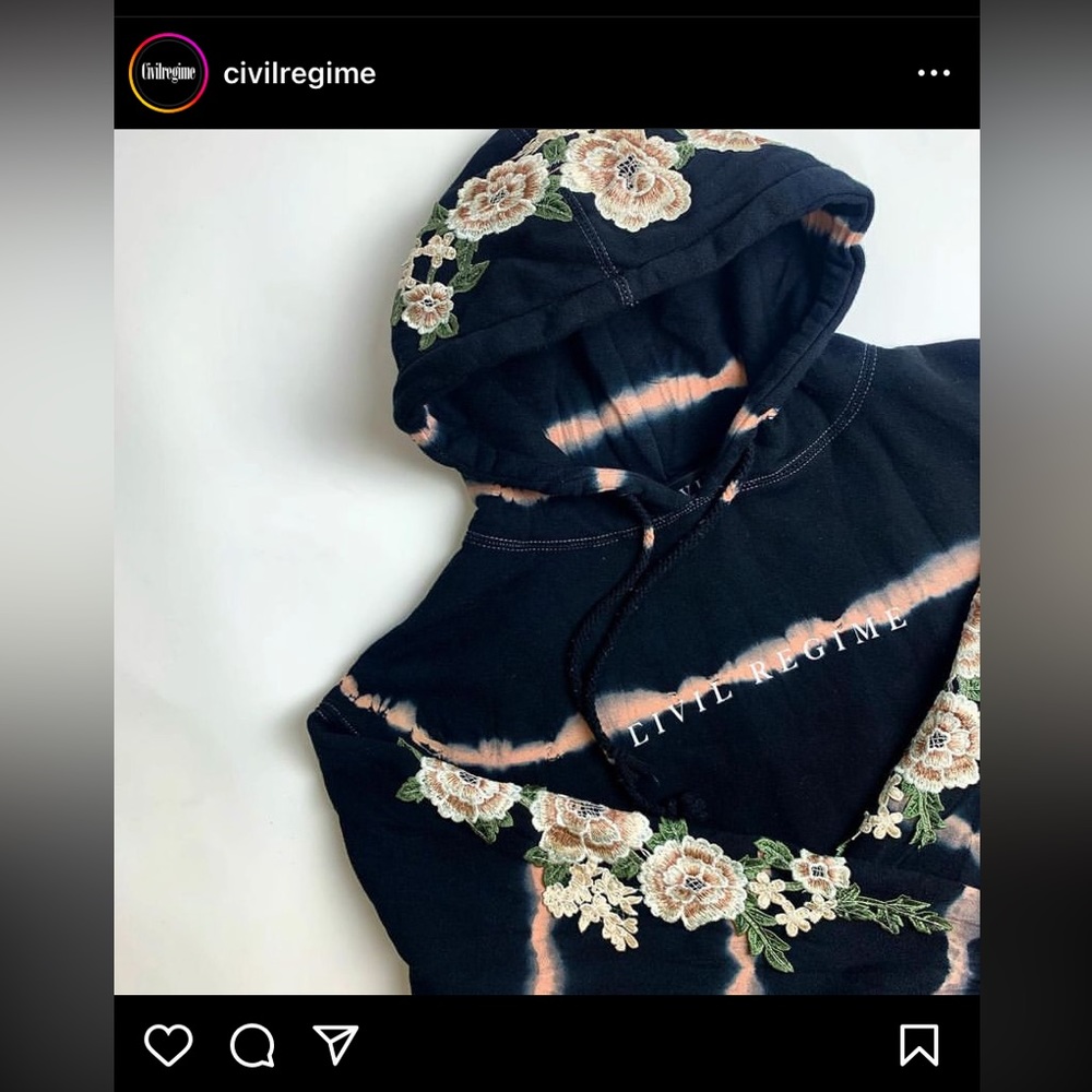 Civil Regime Blanco Roses Hoodie in Heartbeat Wash